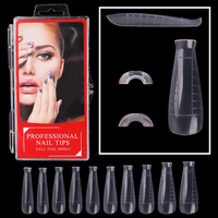 Boîte de présentation XXL en ABS pour faux ongles cercueil transparents extra longs, pré-conçus, non toxiques, pour doigts, avec étiquette privée