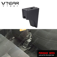 Vtear – Boîte de rangement élégante en ABS et cuir PU avec accoudoir coulissant avant et porte-gobelet pour accessoires intérieurs de voiture Perodua Bezza 2015-2018