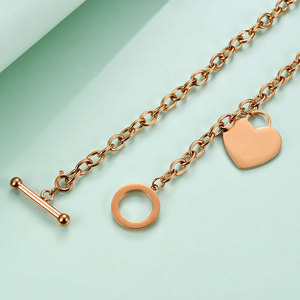 Collar de Acero Inoxidable Color Oro Rosa en Forma de Corazón con Letra B Grabada con Láser, Cadena para Clavícula, Joyería para Uso Diario, Regalo - Product Image 3