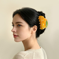 Pinces à cheveux citron pour les vacances printemps-été, pinces à cheveux amusantes en forme de fruit, barrettes jaunes en acrylique, pince à cheveux à forte tenue