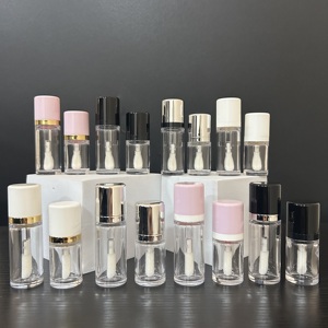 ISMAN Tubos Redondos de Brillo Labial de 10ml y 12ml, Envases Transparentes para Brillo Labial, Color Negro, Blanco y <span class=keywords><strong>Rosa</strong></span>, con Brocha Grande, Logotipo Personalizado - Product Image 1