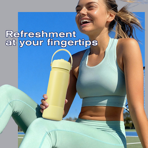 <span class=keywords><strong>Bouteille</strong></span> d'eau de sport à large ouverture en acier inoxydable à double paroi avec revêtement en poudre, personnalisée pour les voyages en plein air, 18 oz, 32 oz, avec paille - Product Image 6