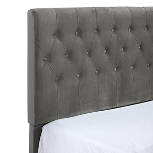 Affordable Tufted Velvet <b>Bed</b> Frame Factory Price, Grey King Size Upholstered Platform <b>Bed</b> with Tufted Headboard - Product Image 2