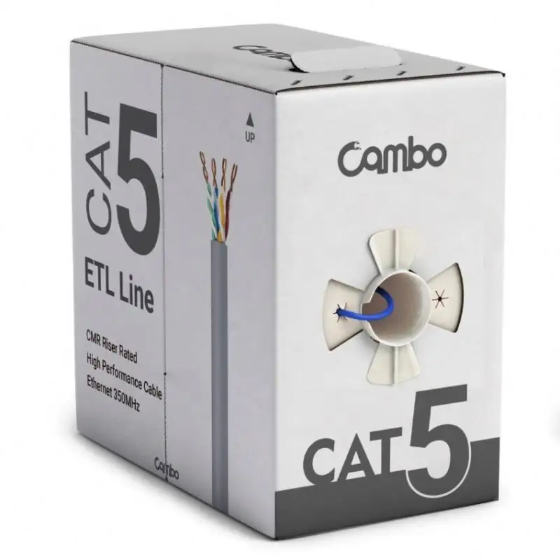 ETL LINE/Series CMR Linha cabo plenum de cobre maciço cat5e 0.51mm 1000ft listado 24awg utp pvc cmr cabo plenum CMR verde