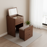 Phoenix Home Coiffeuse Moderne en Bois Massif 3-en-1 avec Miroir Rabattable, Chaise Intégrée, Petite Coiffeuse Compacte avec Prise de Courant, Sans Assemblage