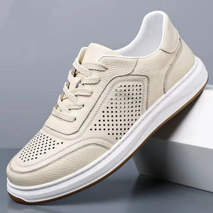 Zapatos Deportivos de Piel Genuina para Hombre, Transpirables, Ligeros, Antideslizantes, con Aumento de Altura de 6CM, Cierre con Banda Elástica - Product Image 2