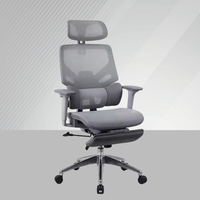 Chaise de bureau exécutive moderne en maille, réglable, avec base en aluminium, inclinable, design ergonomique et repose-pieds – Vente en gros
