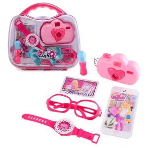 लड़की फैशन मेकअप सेट बाल सामान नाटक बच्चों गुलाबी लड़की खेलने सुंदरता किट सेट खिलौने बच्चों के लिए