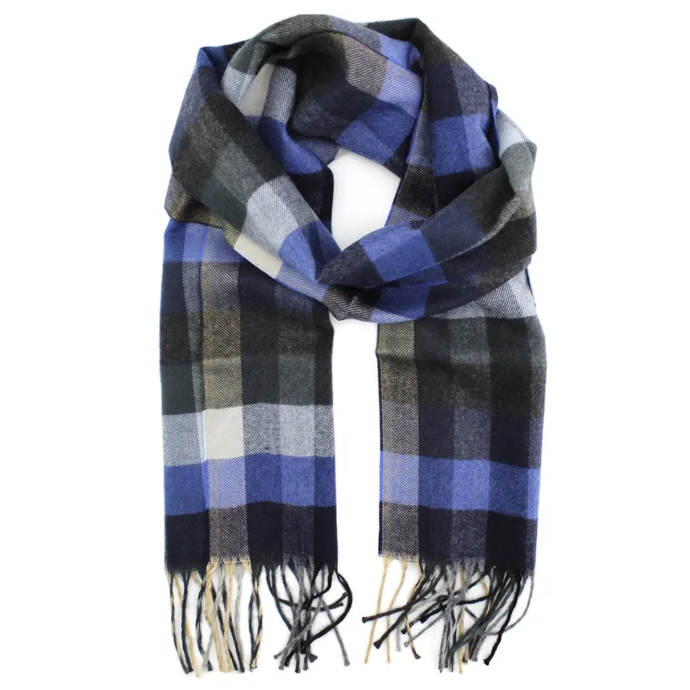 Fornitore della cina sciarpe calde invernali all'ingrosso frangia spazzolata OEM lana Nylon acrilico sciarpa tessuta Jacquard stile lungo personalizzato