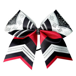 โบว์คริสตัลเชียร์แบบปรับแต่งได้โบว์เชียร์สำหรับการแข่งขันโบว์สำหรับเชียร์ลีดเดอร์ประดับพลอยเทียมสีดำ - Product Image 6