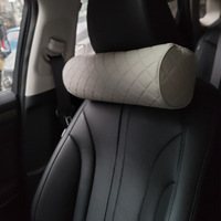 Coussin de tête de voiture multifonctionnel en cuir marron de luxe, coussin de nuque en mousse à mémoire de forme, ventilation, imperméable, couleur unie Huihou