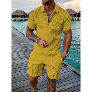 Ensemble de survêtement d'été pour homme, deux pièces, chemise courte zippée et short, mode masculine, chemises à manches courtes pour hommes - Product Image 5