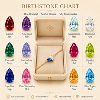 Gelang Batu Kelahiran 12 Zodiak Custom, Lapisan Emas 18K, Baja Anti Karat 316L, Dua Batu Potongan Pir, Perhiasan Pribadi, Hadiah untuknya