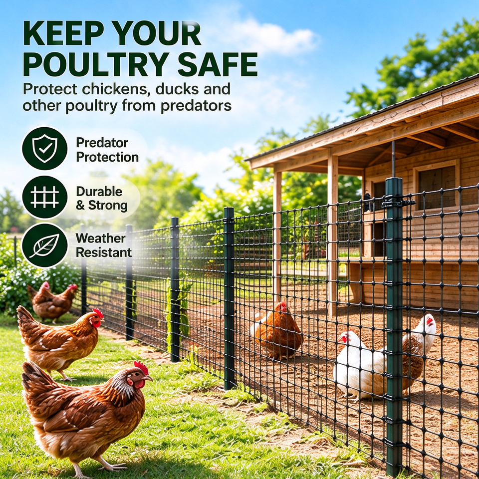 Heavy Duty Plastic Chicken Fence Netting, Animal Barrier & Bird Netting ...
