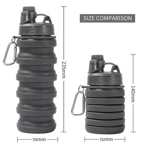 Botella de agua plegable de silicona sin BPA de marca privada al por mayor para acampar y viajar con diseño plegable - Product Image 4