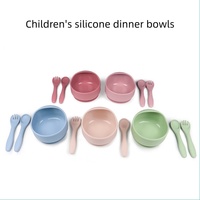 Ensemble de vaisselle pour enfants en silicone de qualité alimentaire sans BPA, avec bol à ventouse et cuillère, petite taille, résistant au lave-vaisselle