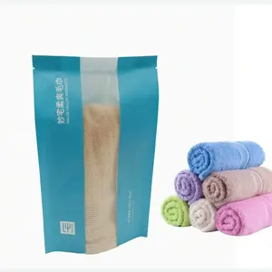 Customize Bath Towel Kraft Paper Side Gusset Packaging Bag