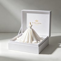 Boîte cadeau personnalisée pour robe de mariée, couvercle et base, emballage de robe de mariée, boîte rigide de luxe avec logo en relief doré, boîte élégante pour la mariée
