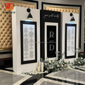 SMOOTH Smooth Modern Style <b>Black</b> White Seating Chart <b>Display</b> Backdrop Pvc Acrylic Wedding Reception Decor With Lamp - Product Image 1