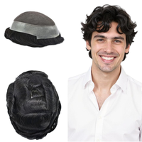 XC HAIR hommes cheveux indiens toupet vague d'eau vierge pour système de remplacement de dentelle conception centrale prothétique 6X9 130% densité 1b