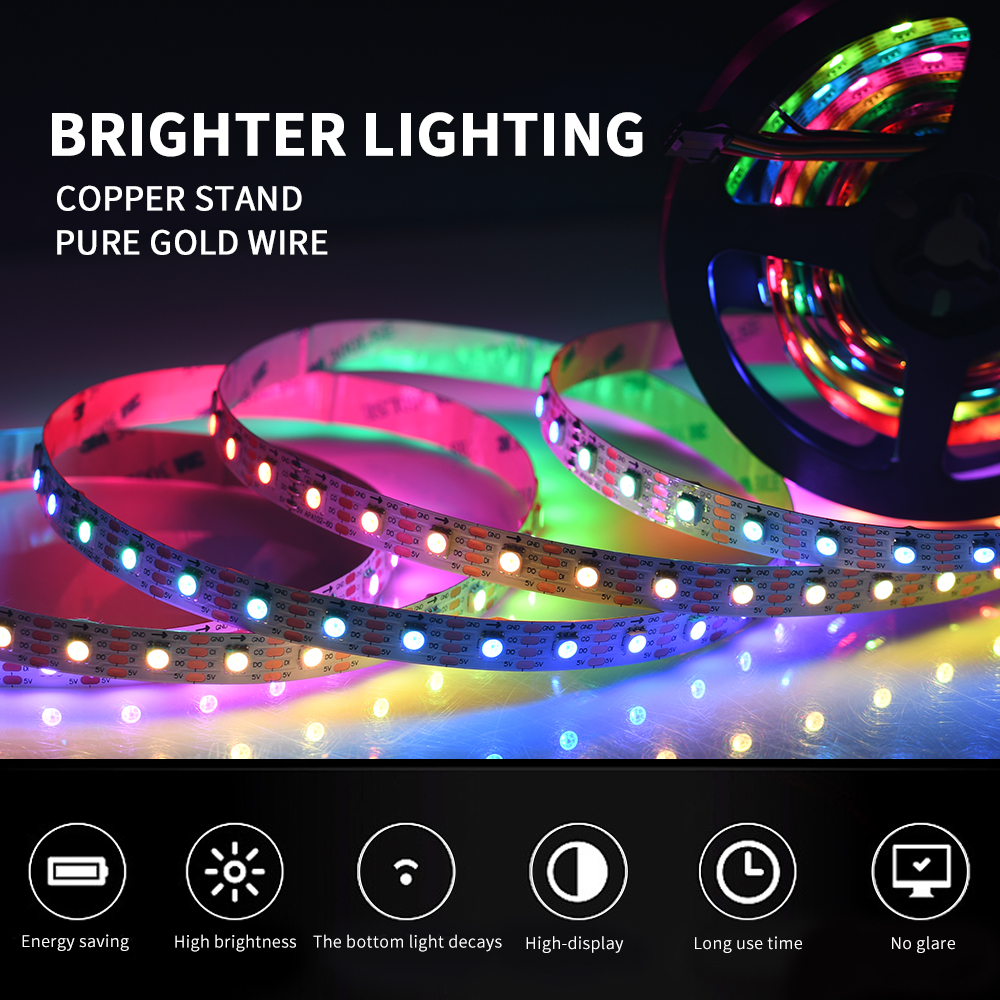 Wholesales price 16.4ft ip20 ip67 dream color flexible lighting led strip APA102 sk9822 led strip