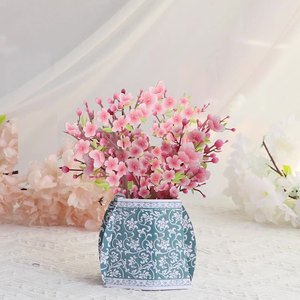 Cadeau créatif, ornements en papier découpé au laser, fleurs de prunier, cartes de vœux 3D pop-up - Product Image 1