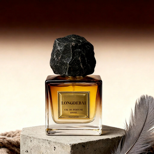 Popular Botella de Perfume de Vidrio Cuadrada con Degradado, 30ml 50ml 100ml, Vacía, de Lujo, Recargable, con Tapa de Roca Irregular - Product Image 1