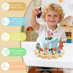Wooden Round Magnetic Storage Rack Rotatable <b>Shelf</b> For Childrens Toys <b>Desktop</b> Display Stand - Product Image 1