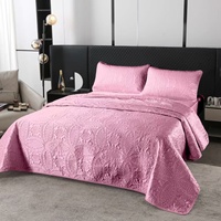 Ensemble de literie de chambre à coucher à double face, 4 pièces, en polyester, à motifs géométriques, matelassé, pour toutes les saisons