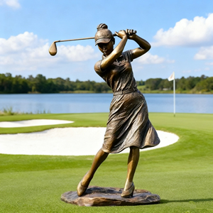 Bronzo a grandezza naturale stile antico in metallo scultura sportiva stampata su misura golfista uomo giocatore di Golf statua per prato e giardino - Product Image 5