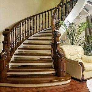 Sang trọng cong gỗ cầu thang cho biệt thự bền với wrought sắt lan can và rắn sồi treads tùy chỉnh được thực hiện trong Phật Sơn - Product Image 6