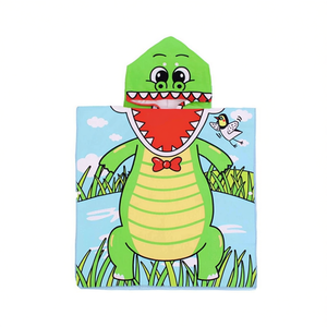 Buonic Kids Poncho in spugna con cappuccio a forma di coccodrillo 60x120 cm per spiaggia e bagno Art1744 - Product Image 2