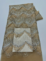 Dentelle en tulle florale 3D de luxe NI.AI avec perles et paillettes, dentelle africaine Asoebi pour robes de mariée nigérianes