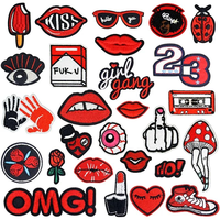 Personnalisé Sexy Rouge Rose Couleur Baiser Bouche Lèvres Broderie Fer sur Patch Coudre sur Patchs Brodés pour Vêtements Sac À Capuche
