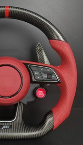 Volant de voiture personnalisé en fibre de carbone rouge perforé avec palettes de changement de vitesse et bouton de démarrage/arrêt pour <span class=keywords><strong>Audi</strong></span> A4/A7/Q5/Q7/Q3 Series - Product Image 6