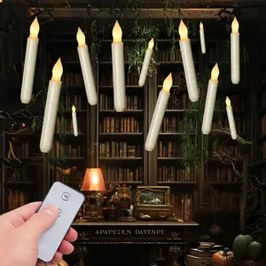 Homemory baterai LED dioperasikan lilin lancip dengan Remote, lampu kedip tanpa api lilin jendela lancip, Set 12