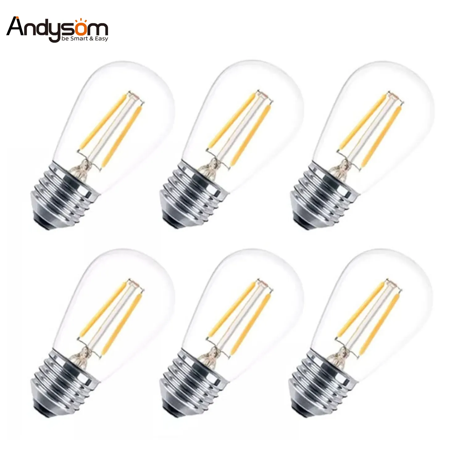 Светодиодная лампа накаливания S14, 45*88 мм, 120-150 лм, E26/E27, прозрачная стеклянная Светодиодная лампа накаливания