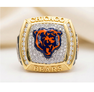 Bague cubaine Hip Hop en moissanite blanche de qualité supérieure 1,2 carats D VVS, inspirée du football de Chicago, en argent 925 plaqué or bicolore, faite à la main - Product Image 5