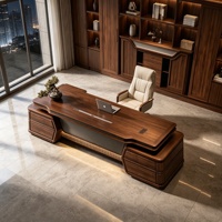 Bureau de direction en bois massif de style chinois LBZ-316X avec armoire de rangement, bureau de bureau moderne haut de gamme personnalisable de grande taille
