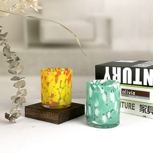 Portacandele in <span class=keywords><strong>vetro</strong></span> colorato con coriandoli decorativi <span class=keywords><strong>di</strong></span> lusso soffiati a mano personalizzati - Product Image 2