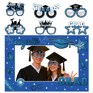 <b>Graduation</b> Photo Props Glasses <b>Frame</b> Set 2026 Class Party Decoration With Glitter Design For <b>Graduation</b> Celebration - Product Image 2