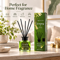 Diffuseur de parfum d'ambiance floral 120 ml avec cinq bâtonnets en fibre pour les programmes de vente en gros et de détail sous marque privée