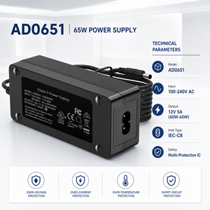 Alimentation électrique de bureau AC/DC 12V 65W d'origine avec certification UL FCC GS ETL CE UKCA SAA BIS Protection de sécurité certifiée OEM ODM - Product Image 1