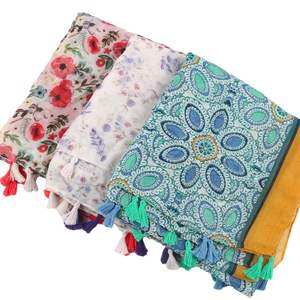 Nuevo verano estilo étnico algodón largo Hijab bufanda borla cálido chal musulmán mujeres versátil personalizado - Product Image 6