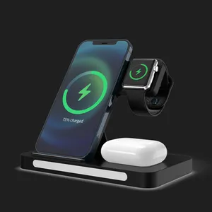 Factory Whosale Fold Charge Induction Wireless Charger Station Night Stand unità di ricarica rapida Dock di ricarica da 15w per Apple/Samsung