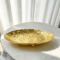 Nampan Penyimpanan Logam Oval Mewah, Organizer Besi Dekoratif Tunggal untuk Penggunaan di Dapur, Meja Kerja, Kamar Mandi, Parfum, Kosmetik, Perhiasan