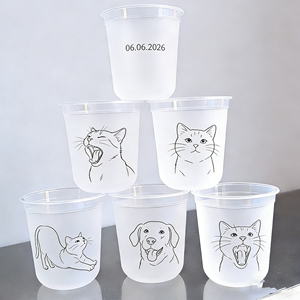 กระป๋องเครื่องดื่มใสแบบด้าน PET ขนาด 360 มล. 350 มล. พร้อมฝาปิด ขวดพลาสติก PET แบบพิมพ์ลายได้ตามสั่ง สำหรับเครื่องดื่ม ลายสุนัข แมว พิมพ์ตราสัญลักษณ์ - Product Image 1