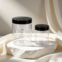 Pots cosmétiques ronds en plastique transparent de 150 ml, 250 ml, 350 ml, 400 ml, 500 ml, 1000 ml avec couvercles à vis en aluminium doré ou argenté