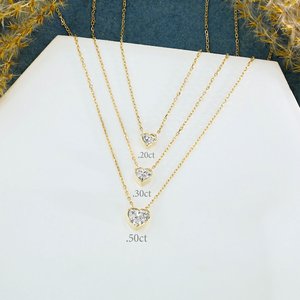 Collier cœur en or massif 18 carats avec diamant naturel : solitaire serti clos - Product Image 2