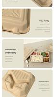 Envases de Alimentos Desechables Biodegradables y Compostables con Logotipo Personalizado, Aptos para Microondas, con Tapa, de Pulpa de Fibra de Caña de Azúcar